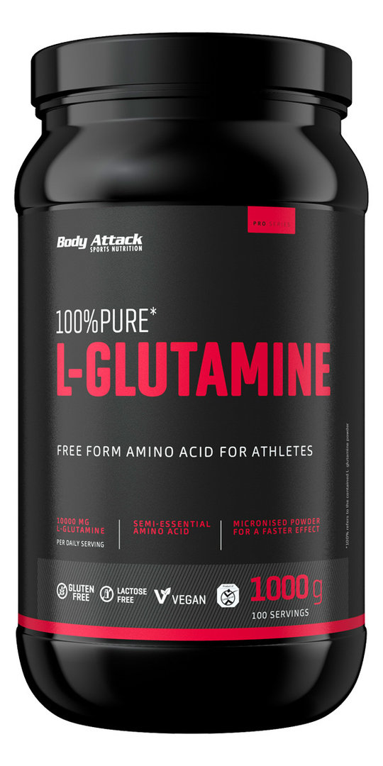 Body Attack 100% Pure L-Glutamine - 1000g