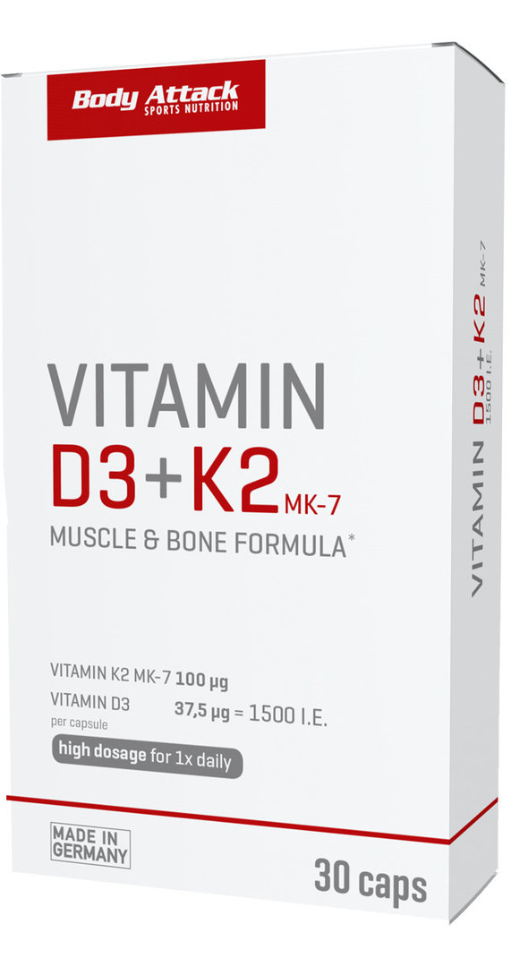 Body Attack Vitamin D3 + K2 - 30 Stück
